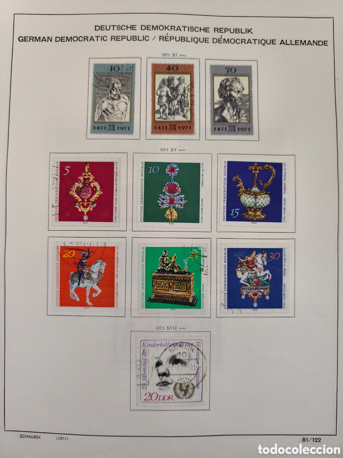 Sellos: &Aacute;lbum Rep&uacute;blica Democr&aacute;tica Alemana de 1971 a 1977