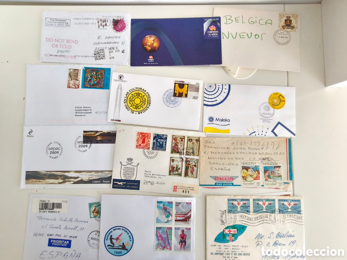 Sellos: Sellos lote 12 Cartas resto colecci&oacute;n