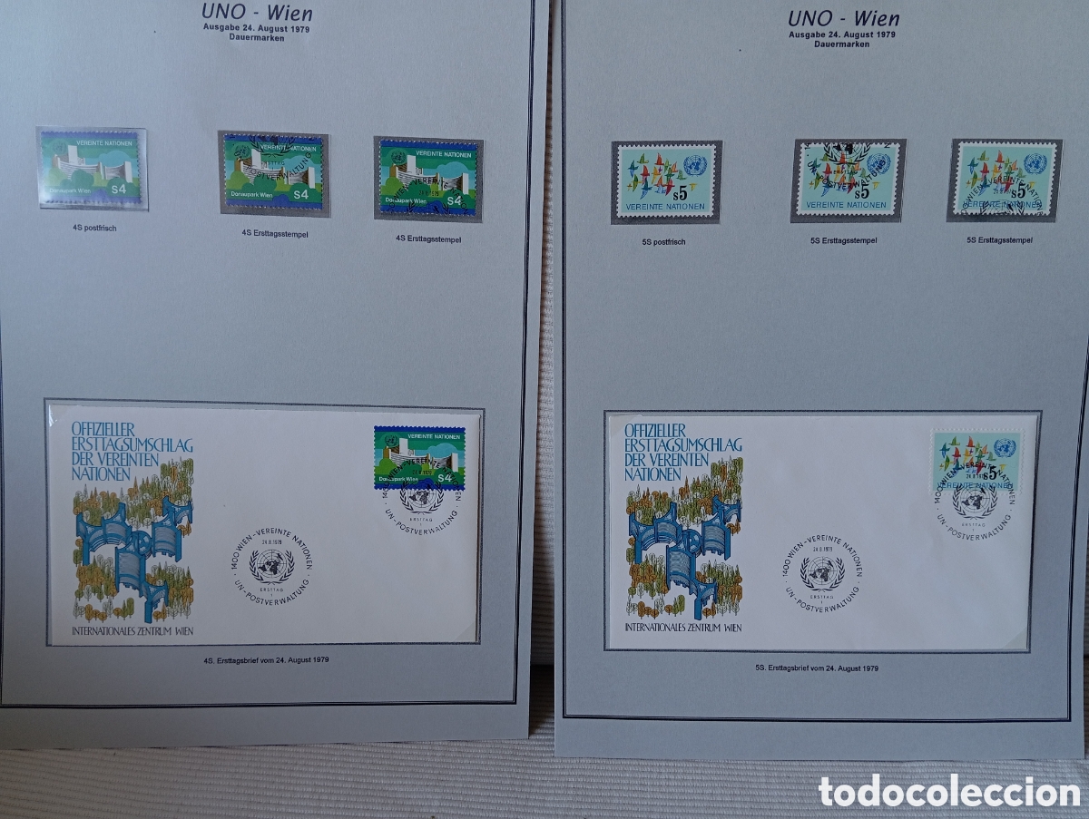 Sellos: Colecci&oacute;n Inauguraci&oacute;n ONU Viena 1979 - Sellos y Sobres FDC Primeras Emisiones