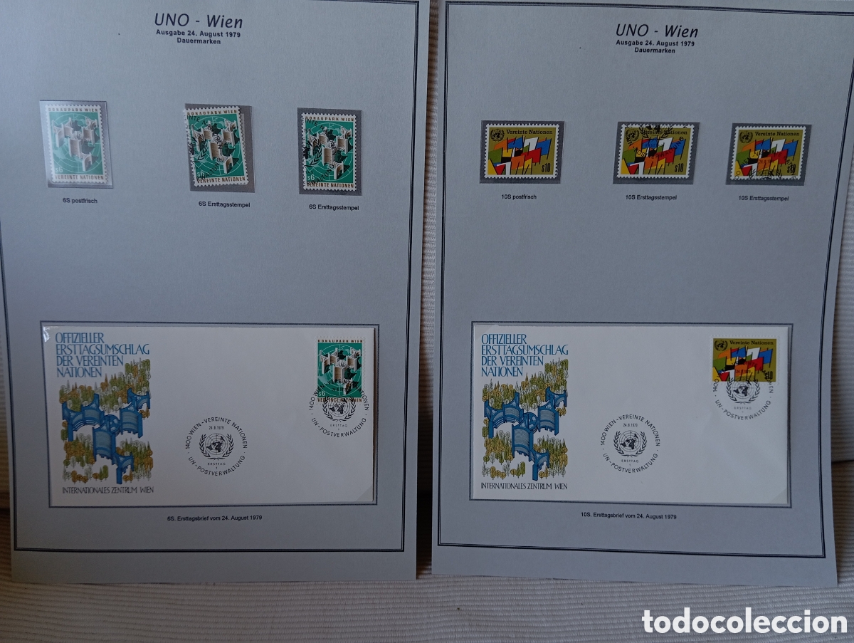 Sellos: Colecci&oacute;n Inauguraci&oacute;n ONU Viena 1979 - Sellos y Sobres FDC Primeras Emisiones