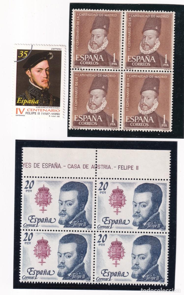 Sellos: SELLOS DE FELIPE II PRECURSOR DEL AJEDREZ EN ESPA&Ntilde;A - 1 PESETA, 20 PTAS 1979 Y MUESTRA 35 PTAS 1998