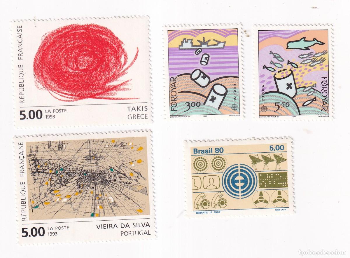 Sellos: LOTE DE 5 SELLOS NUEVOS - FRANCIA (2834-2835) - FEROE (EUROPA 1986) - BRASIL (EMBRATEL 1980)