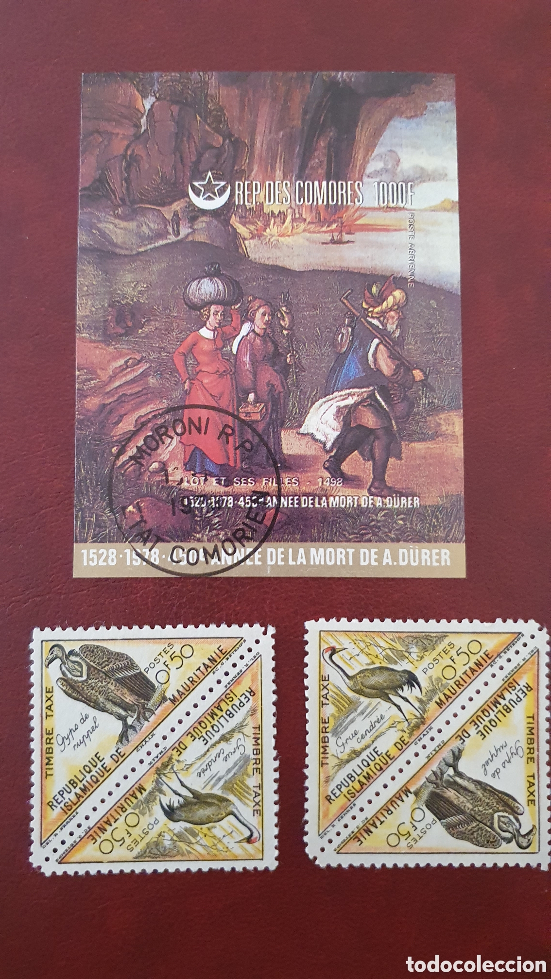 Selos: Comores. Mauritania. Cinco sellos