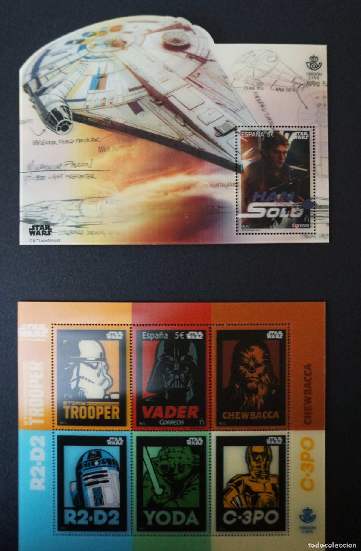Sellos: 2 Hojitas nuevas con efecto lenticular Star Wars numeros Edifil 5150 y 5224