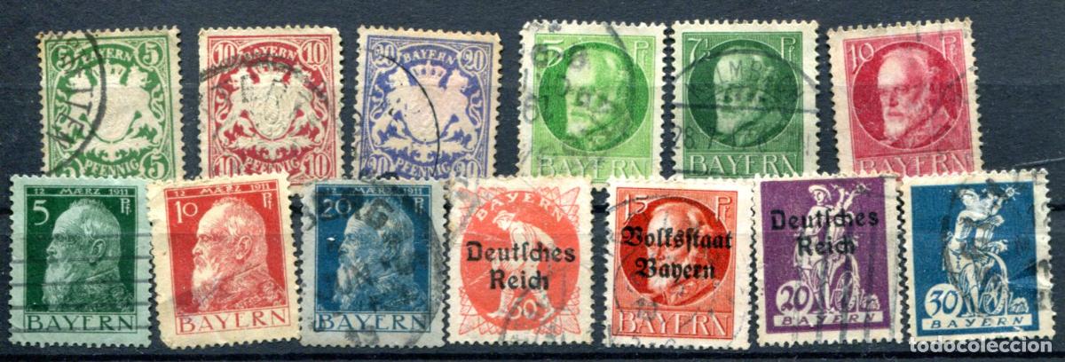 Sellos: 13 sellos diferentes de Bayern - Foto 1