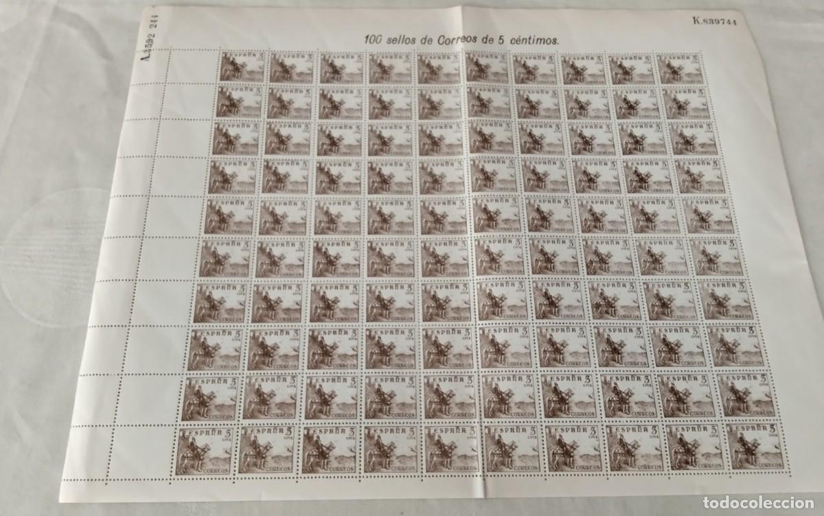 Sellos: PLIEGO COMPLETO DE 100 SELLOS DE 5 CTS FRANCO , EDIFIL 1044, SERIE CID Y GENERAL FRANCO