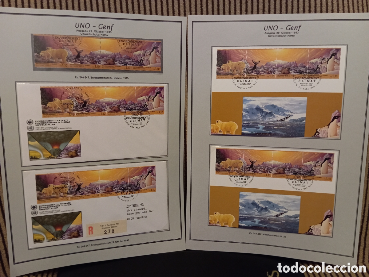 Sellos: Lote Filatelia ONU Ginebra 1993 - Medio Ambiente: FDC, Tarjetas M&aacute;ximas y Sellos