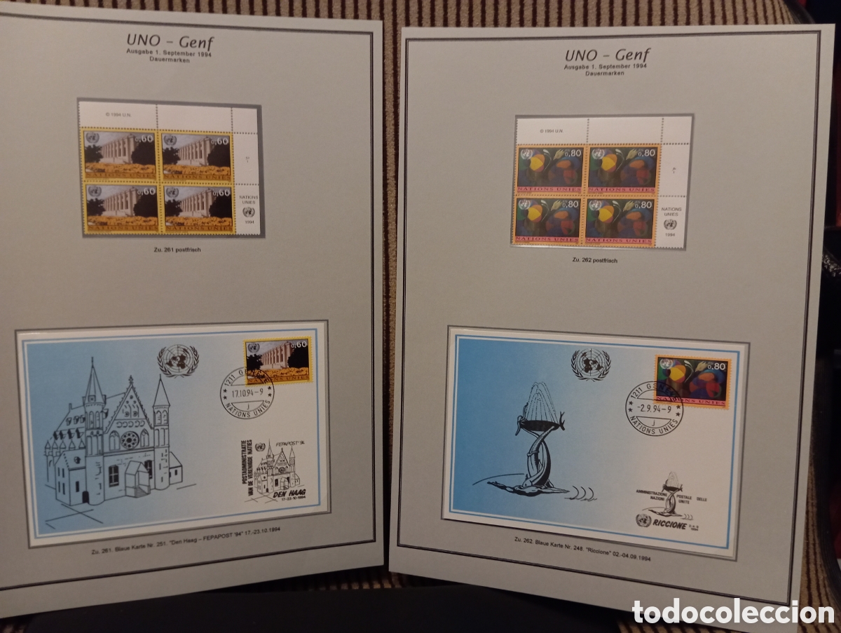 Sellos: Colecci&oacute;n Sellos ONU Ginebra 1994 &bull; Bloques de 4 y Tarjetas M&aacute;ximas FDC