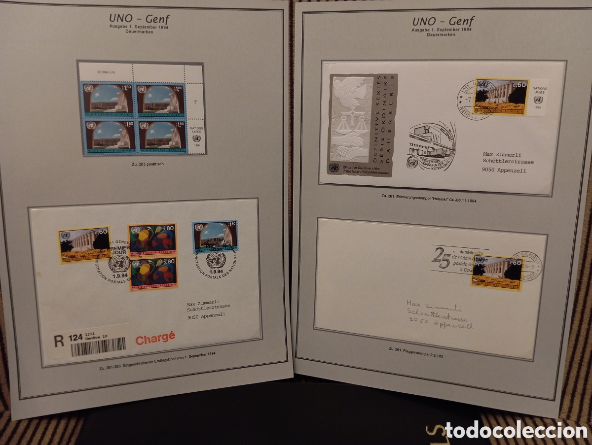 Sellos: Colecci&oacute;n Filatelia ONU Ginebra 1994: Bloque Y Sobres Primer D&iacute;a FDC