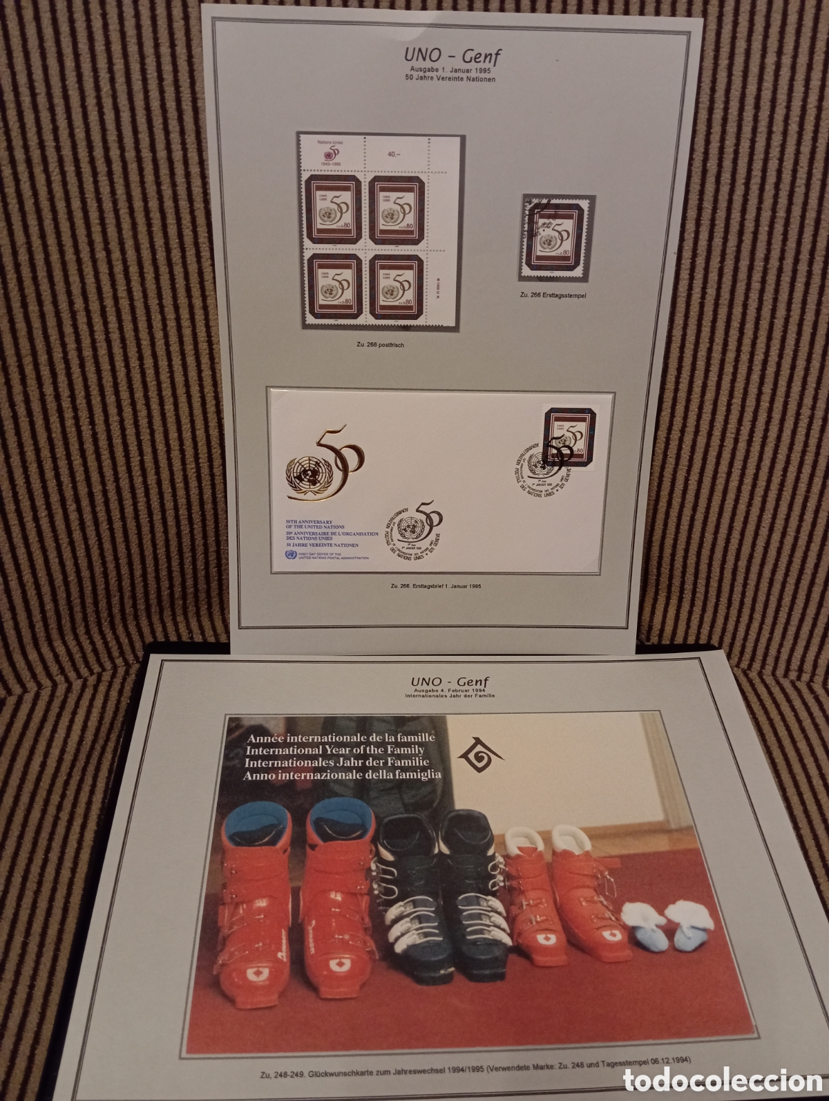 Sellos: Lote Hojas Colecci&oacute;n Filat&eacute;lica ONU Ginebra 1994-1995