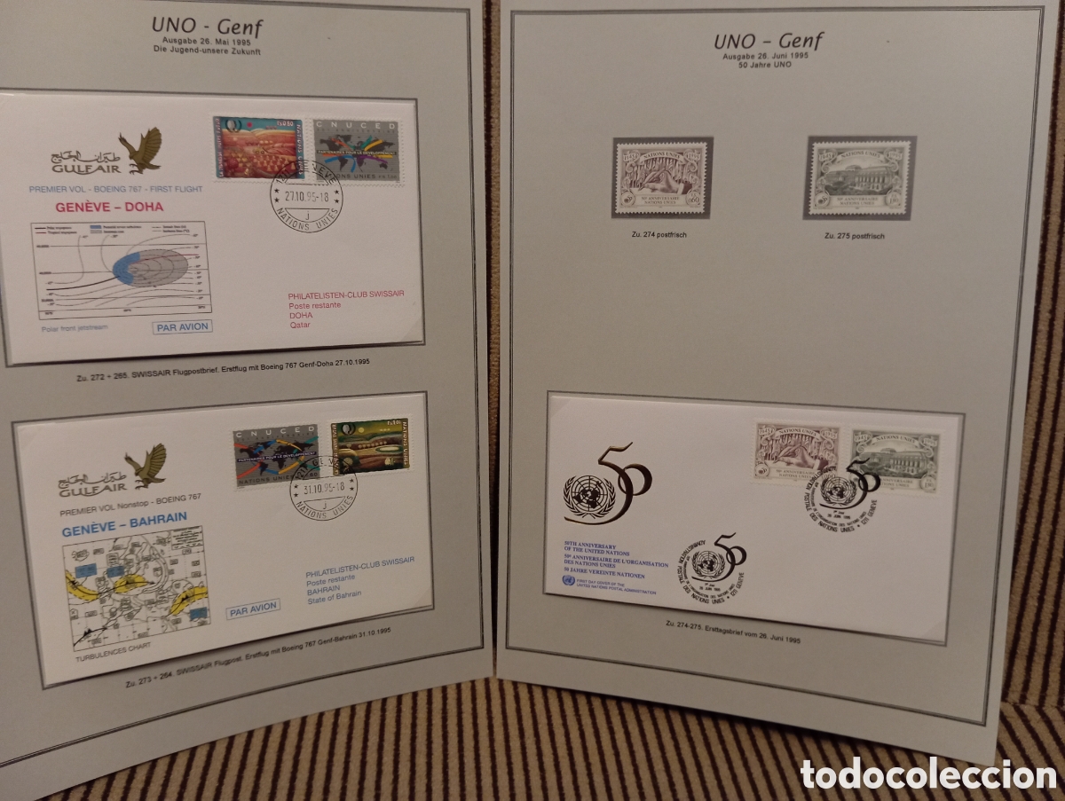 Timbres: Lote Filat&eacute;lico Naciones Unidas Ginebra 1995 - 50 Aniversario y Vuelos