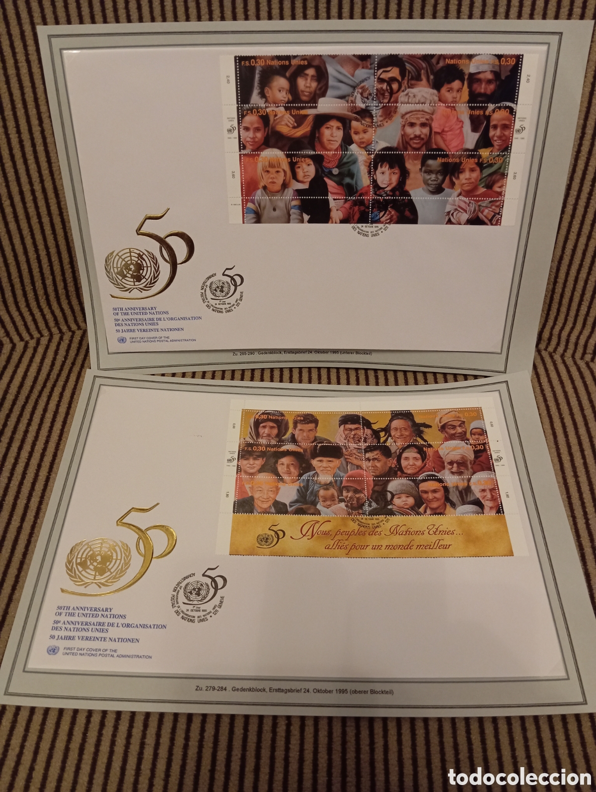 Timbres: Sobres Primer D&iacute;a Grandes ONU Ginebra 1995 - 50&ordm; Aniversario (Zu. 279-290)