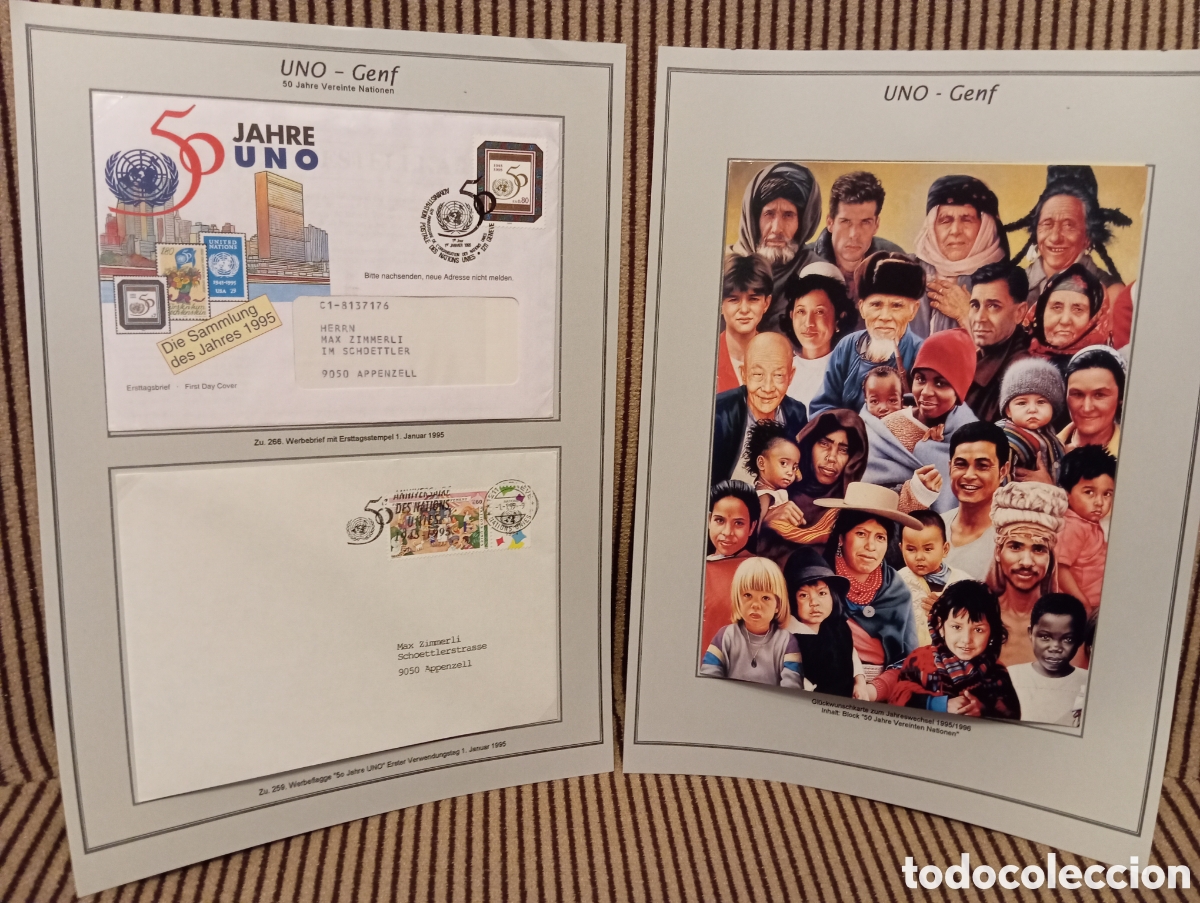 Timbres: Set Sobres Primer D&iacute;a FDC &rdquo;50 Jahre UNO&rdquo; 1995 Ginebra (Suiza)