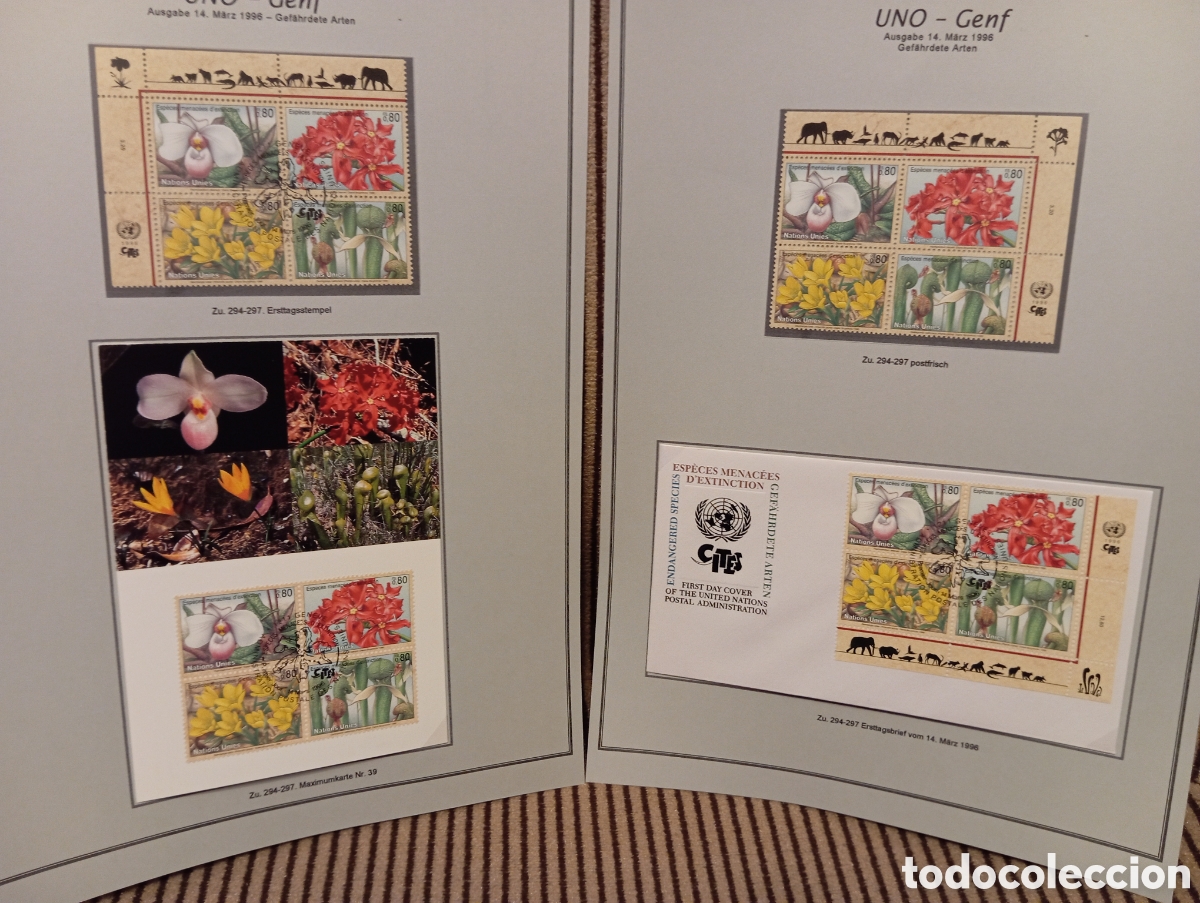 Timbres: Lote Sellos ONU Ginebra 1996 - Flora CITES (FDC, Bloques y Tarjeta)