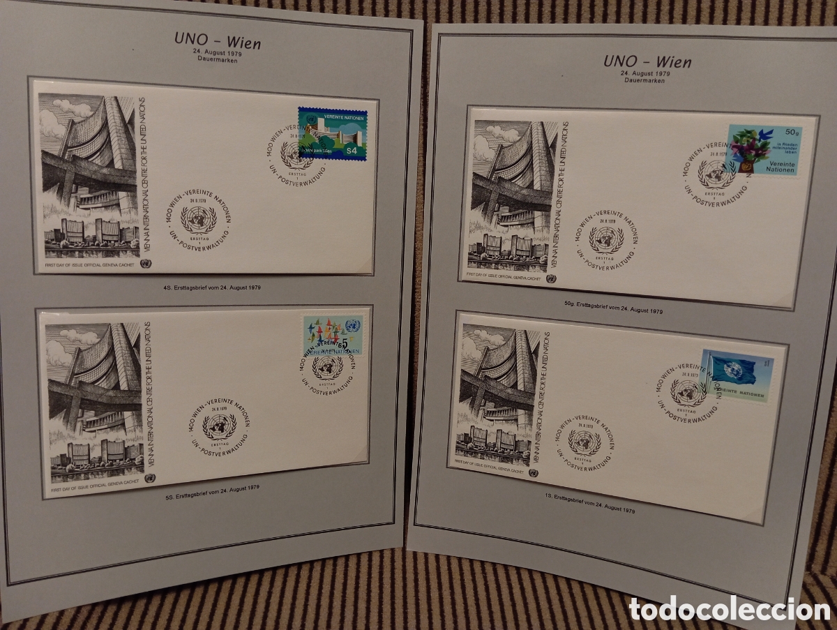 Timbres: Lote 4 Sobres Primer D&iacute;a (FDC) ONU Viena 1979 - Inauguraci&oacute;n