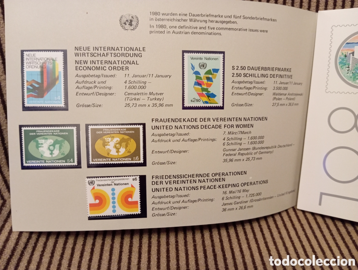 Timbres: Carpeta FDC Naciones Unidas 1980 - Colecci&oacute;n Sellos Primer D&iacute;a ONU