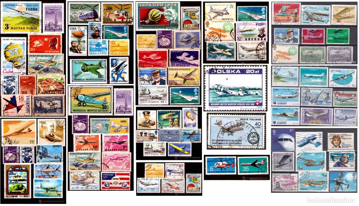 Sellos: LOTE DE 98 SELLOS TEAMATICA AVIONES / AVIACION / AEREO / AERONAUTICA