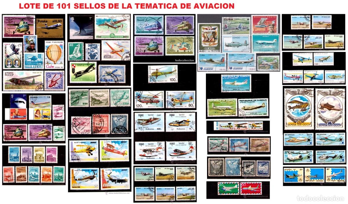 Sellos: LOTE DE 101 SELLOS TEAMATICA AVIONES / AVIACION / AEREO / AERONAUTICA