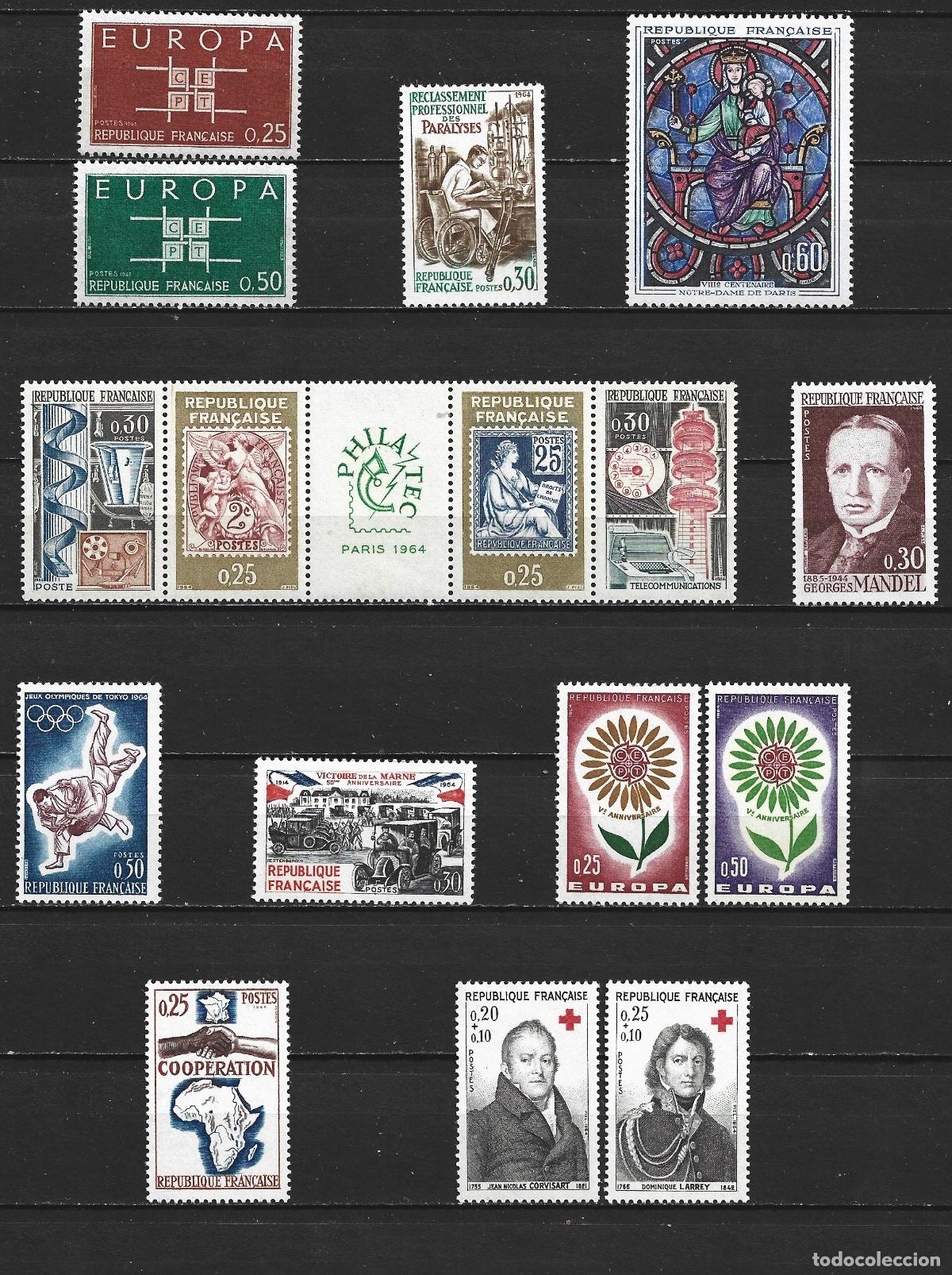 Sellos: FRANCIA 1963-1965 CONJUNTO DE SELLOS NUEVOS SIN FIJASELLOS VALOR CAT. 7,40 EUROS