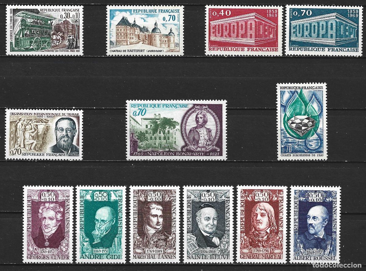 Sellos: FRANCIA 1969 CONJUNTO DE SELLOS NUEVOS SIN FIJASELLOS VALOR CAT. 7,50 EUROS