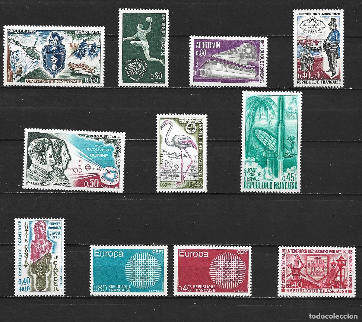 Sellos: FRANCIA 1970 CONJUNTO DE SELLOS NUEVOS SIN FIJASELLOS VALOR CAT. 5,90 EUROS