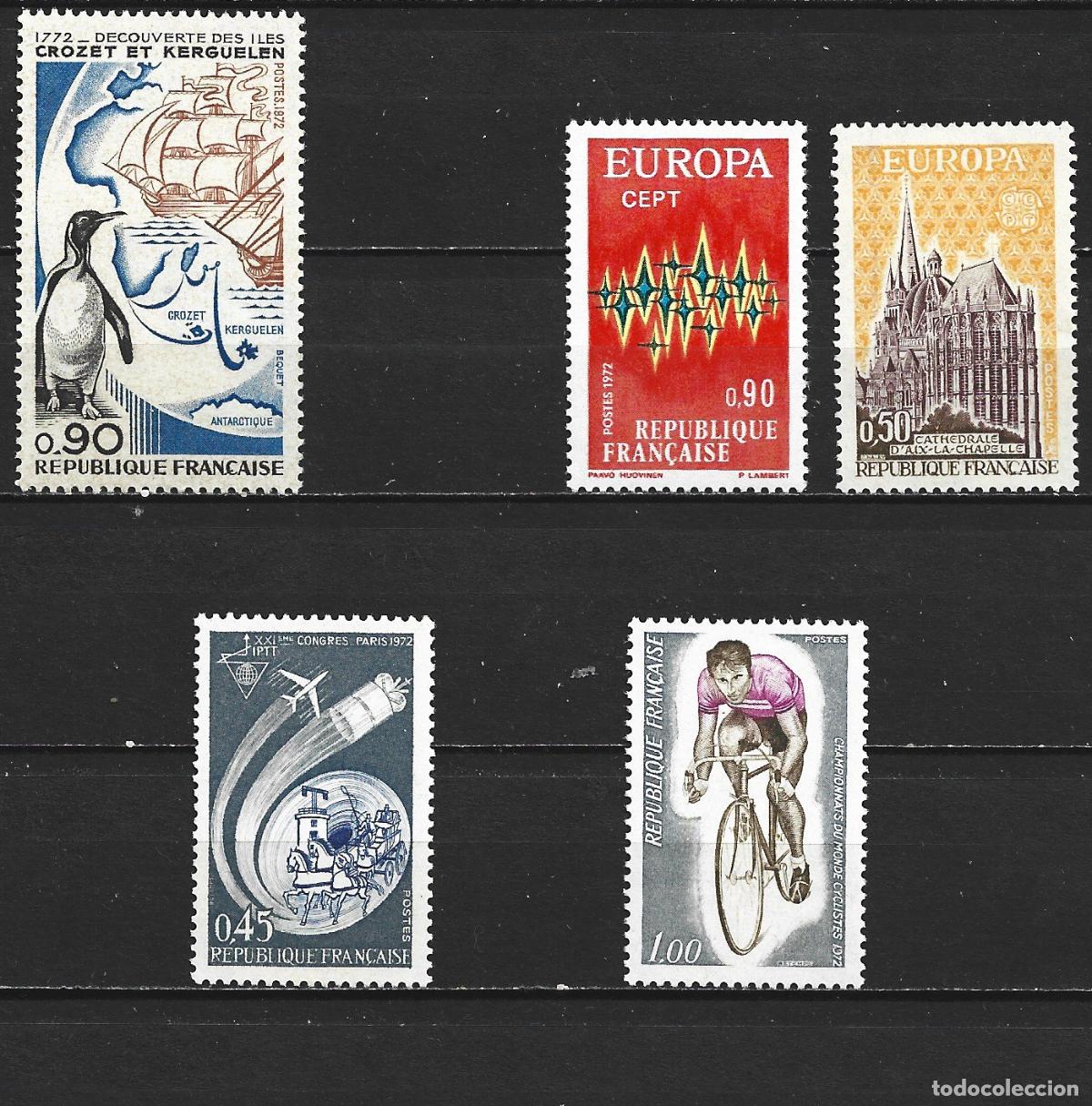 Sellos: FRANCIA 1972 CONJUNTO DE SELLOS NUEVOS SIN FIJASELLOS VALOR CAT. 3,40 EUROS