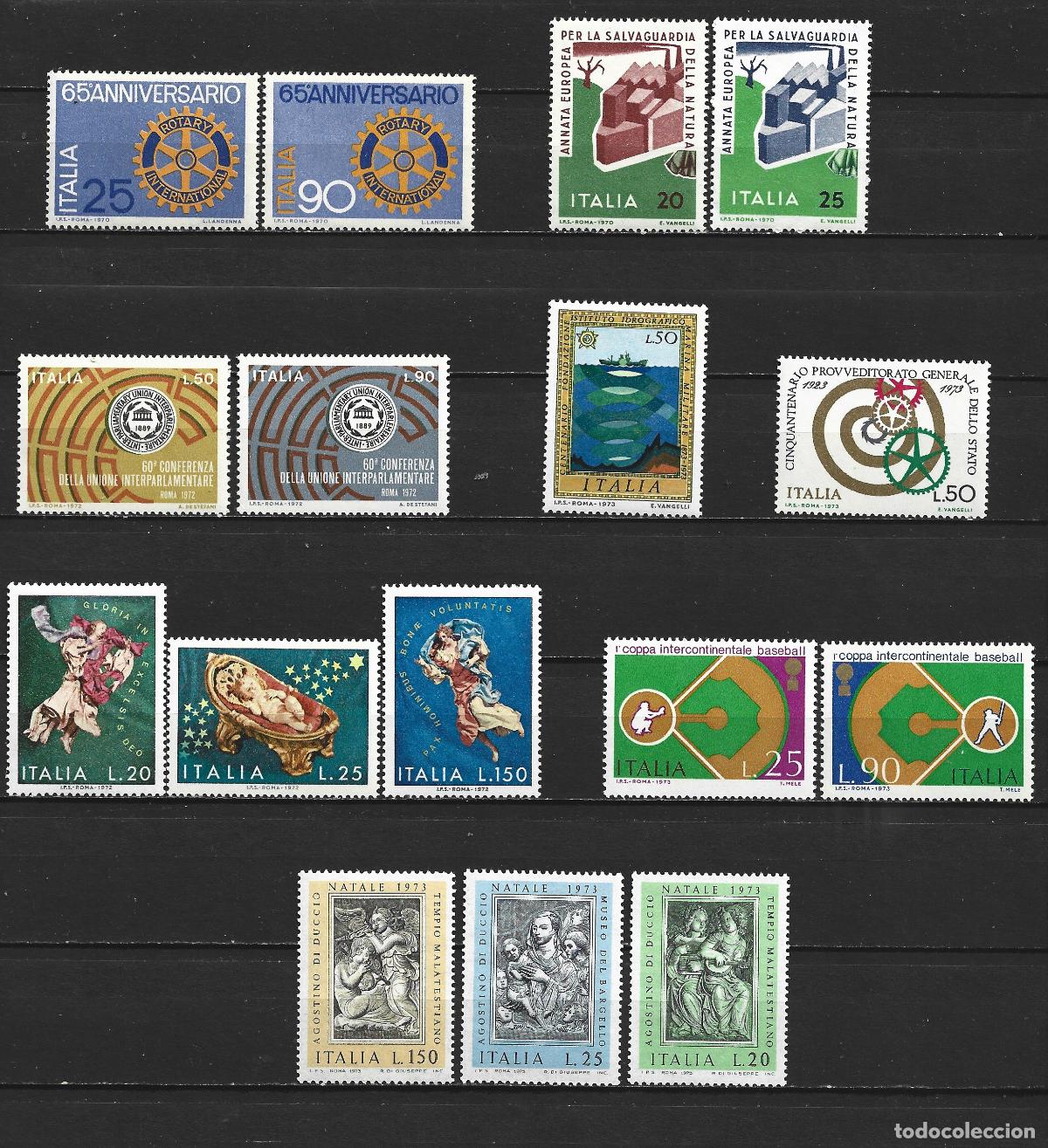 Sellos: ITALIA 1970-1973 CONJUNTO DE SERIES COMPLETAS NUEVAS SIN FIJASELLOS VALOR CAT. 4,65 EUROS