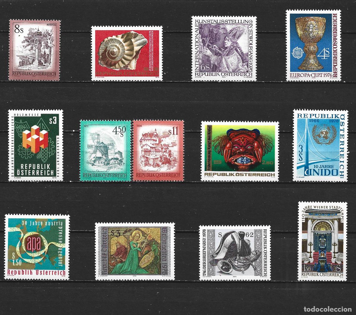 Sellos: AUSTRIA 1976 CONJUNTO DE SERIES NUEVAS ** SIN FIJASELLOS VALOR CAT. 19,65 EUROS