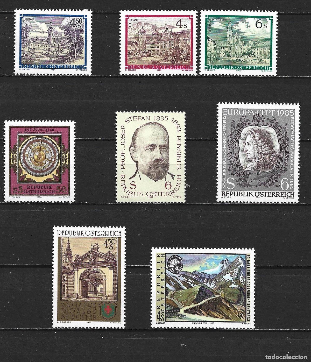 Sellos: AUSTRIA 1984-1985 CONJUNTO DE SERIES NUEVAS ** SIN FIJASELLOS VALOR CAT. 11,75 EUROS