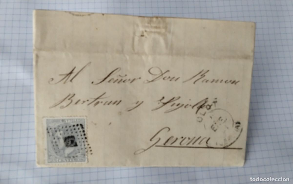 Sellos: ENVUELTA FRANQUEADA SELLO ALFONSO XII DE 25 CTS DIRIGIDA A GERONA