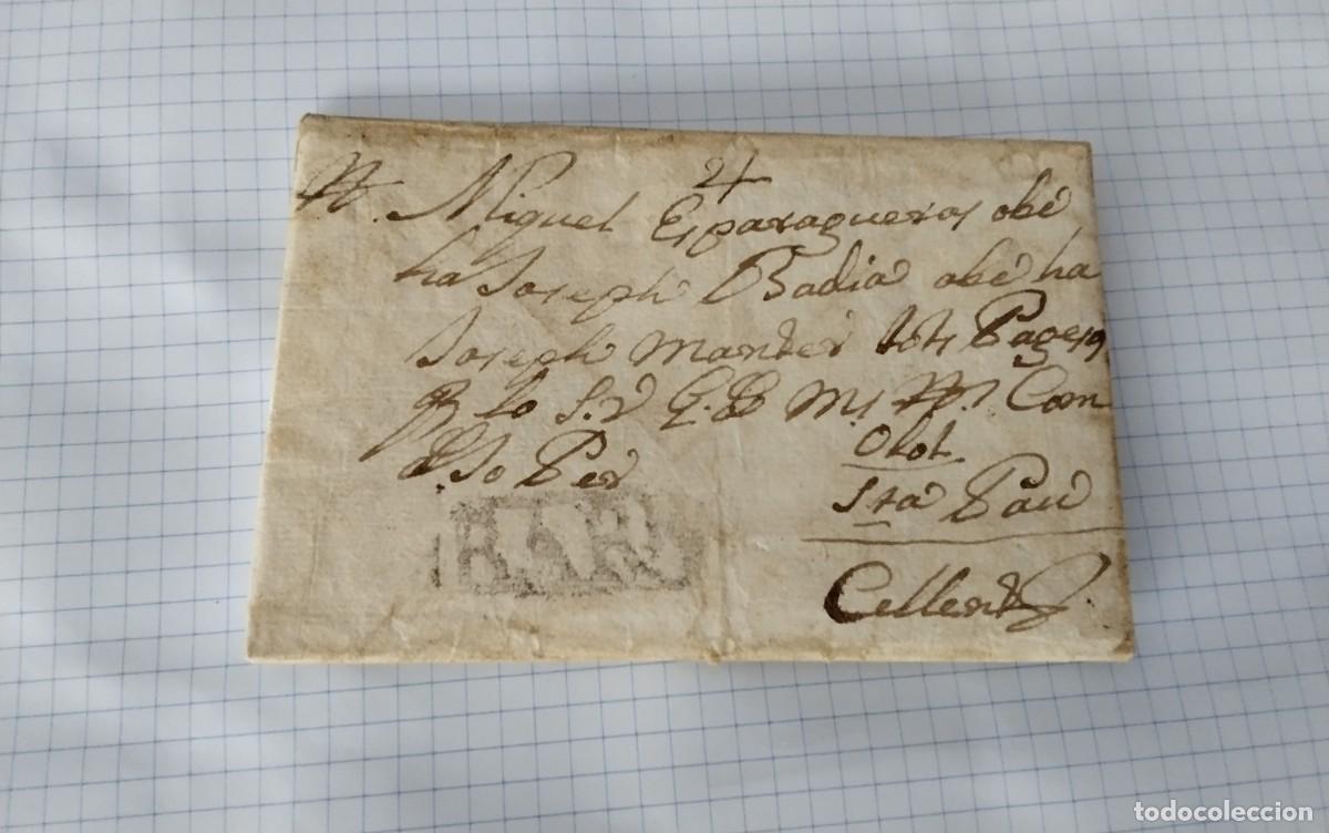Sellos: CELLERA DE TER , ENVUELTA CIRCULADA CON MARCA RR , A&Ntilde;O 1733? , MUY DIFICIL , MERECE ATENCION