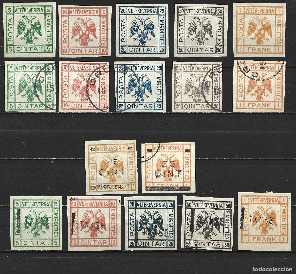 Sellos: ALBANIA 1921 CONJUNTO SELLOS NUEVOS, USADOS Y TASAS