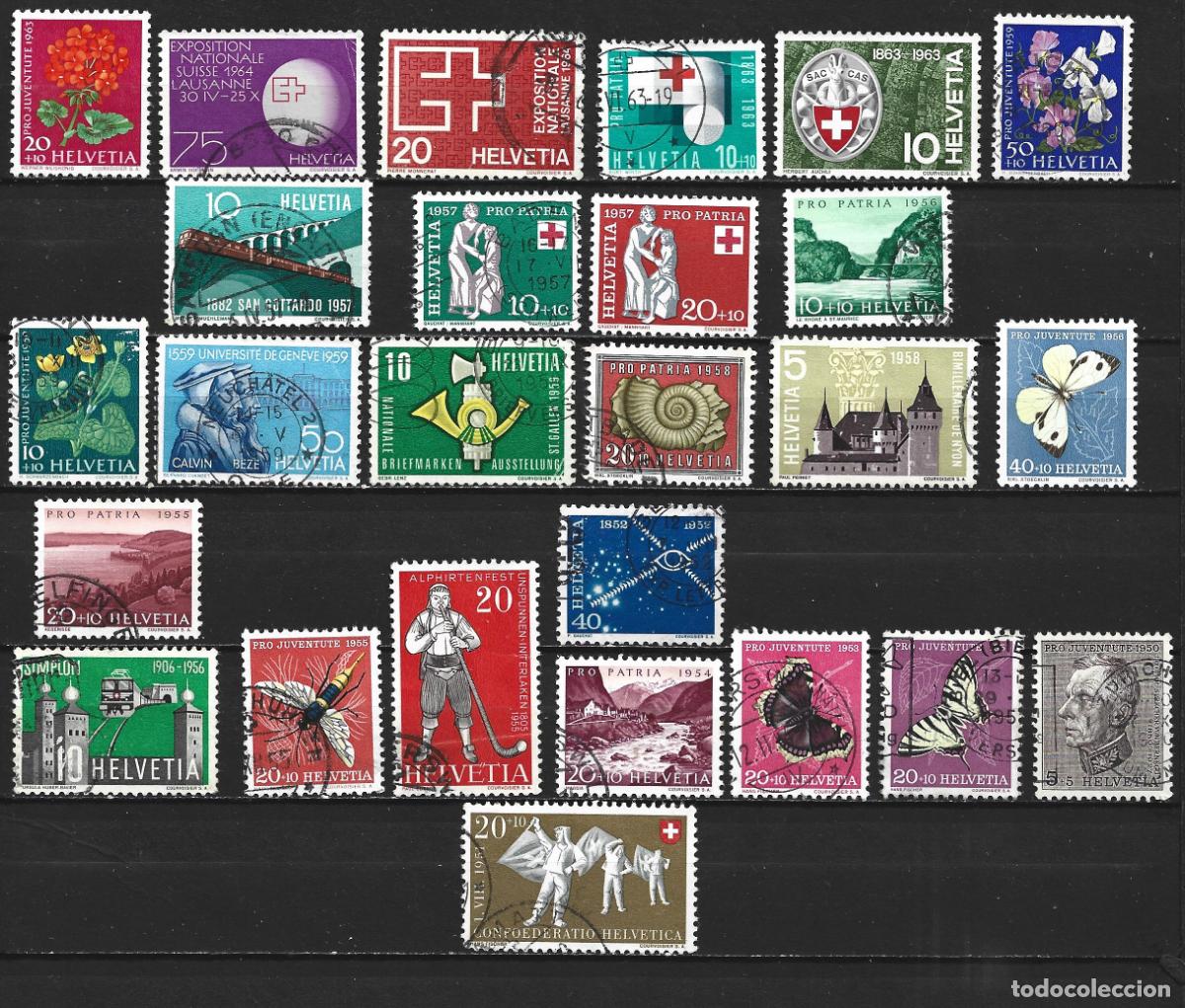 Sellos: SUIZA 1950-1960 CONJUNTO DE SELLOS USADOS