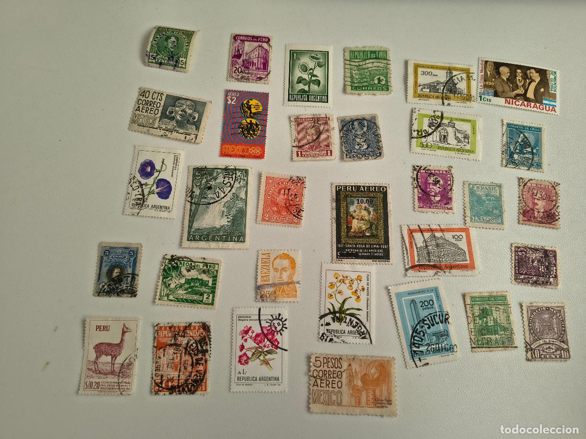 Stamps: Lote de 32 sellos de Iberoam&eacute;rica