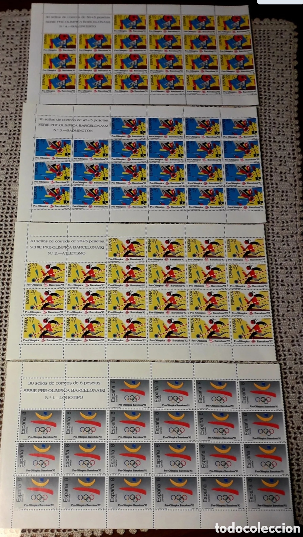 Stamps: Pliegos pre olimpicos Barcelona 92