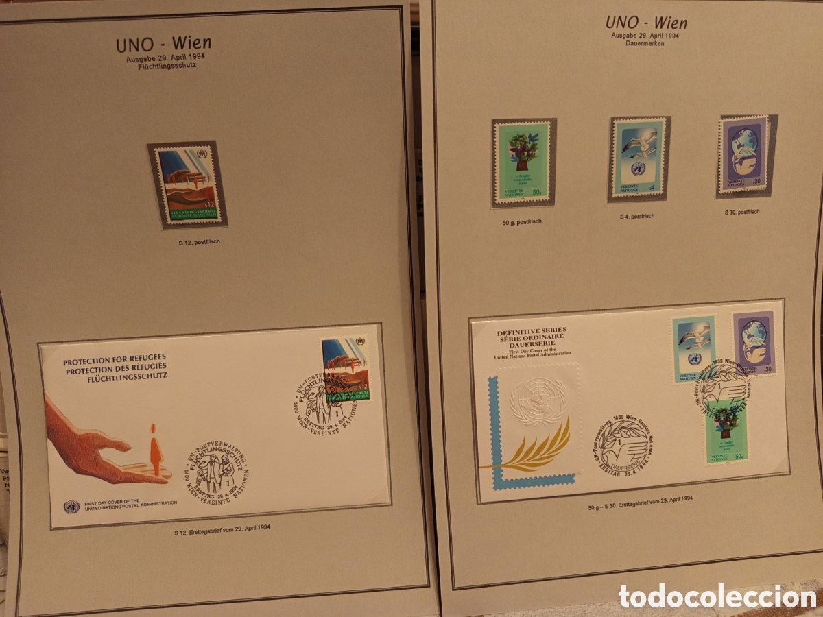 Timbres: Lote ONU Viena 1994: Sello, FDC Refugiados y Serie Definitiva con FDC