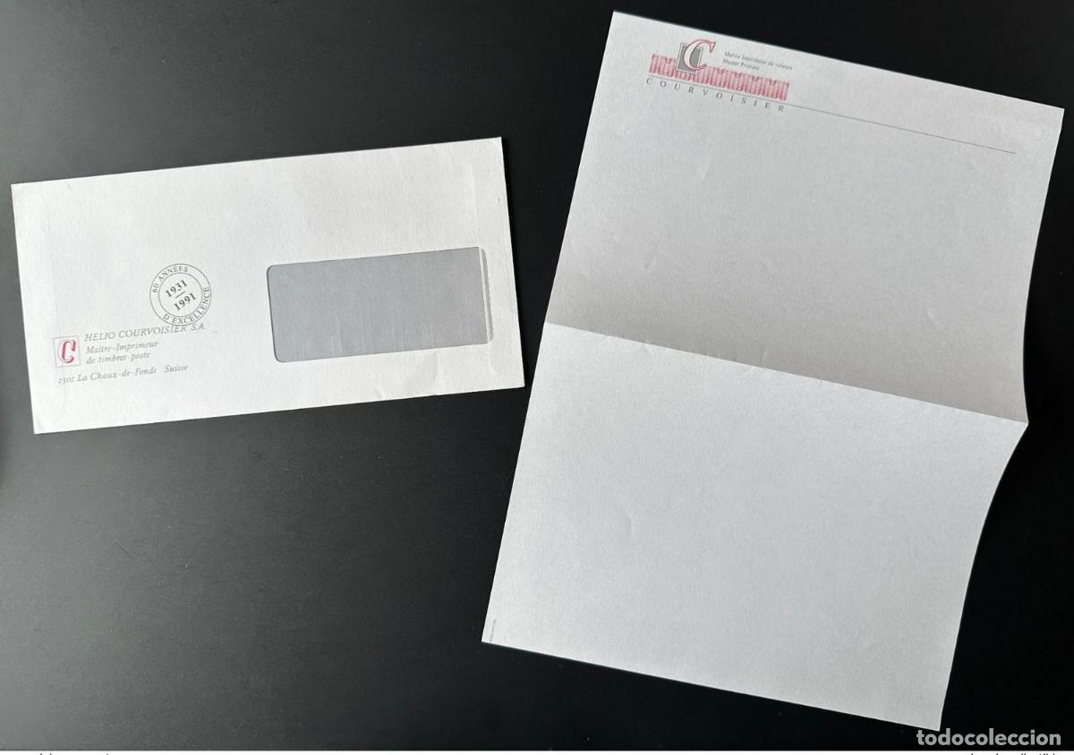 Selos: H&eacute;lio Courvoisier La-Chaux-De-Fonds Envelope SA 60 a&ntilde;os de excelencia Papers