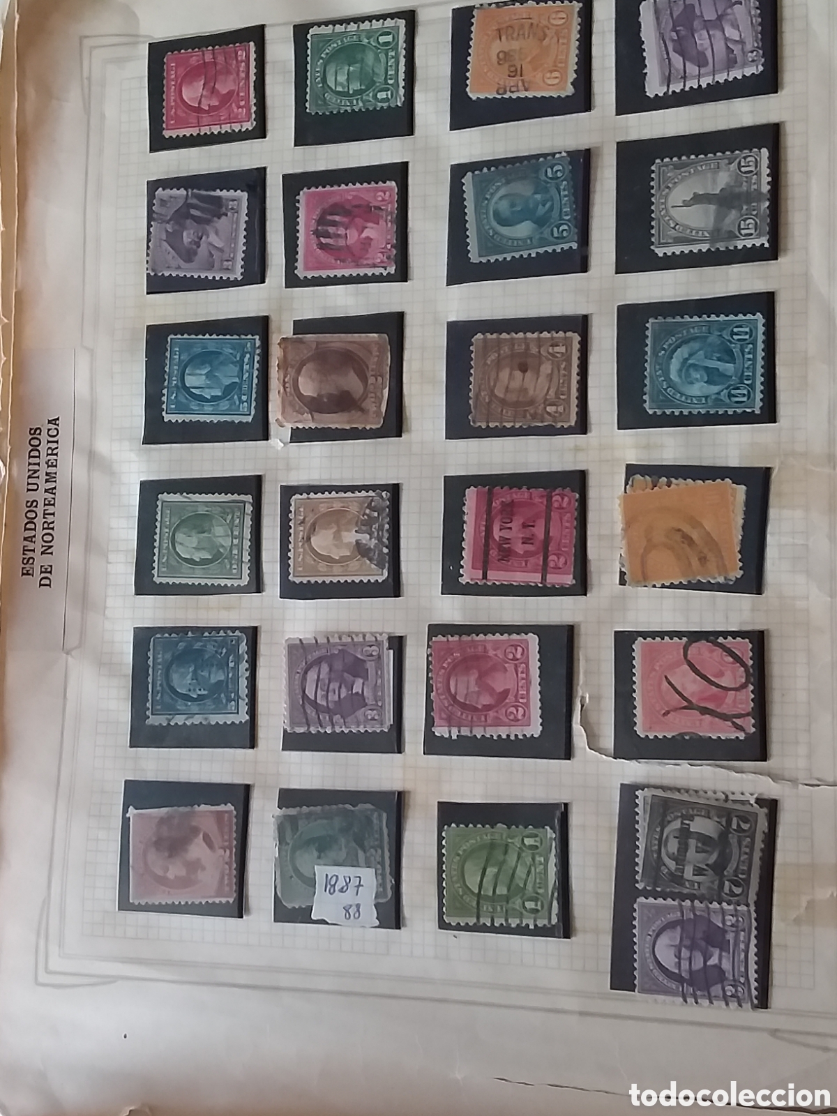 Sellos: Antigua colecci&oacute;n casera EEUU. Alto valor. Mejor ver fotos