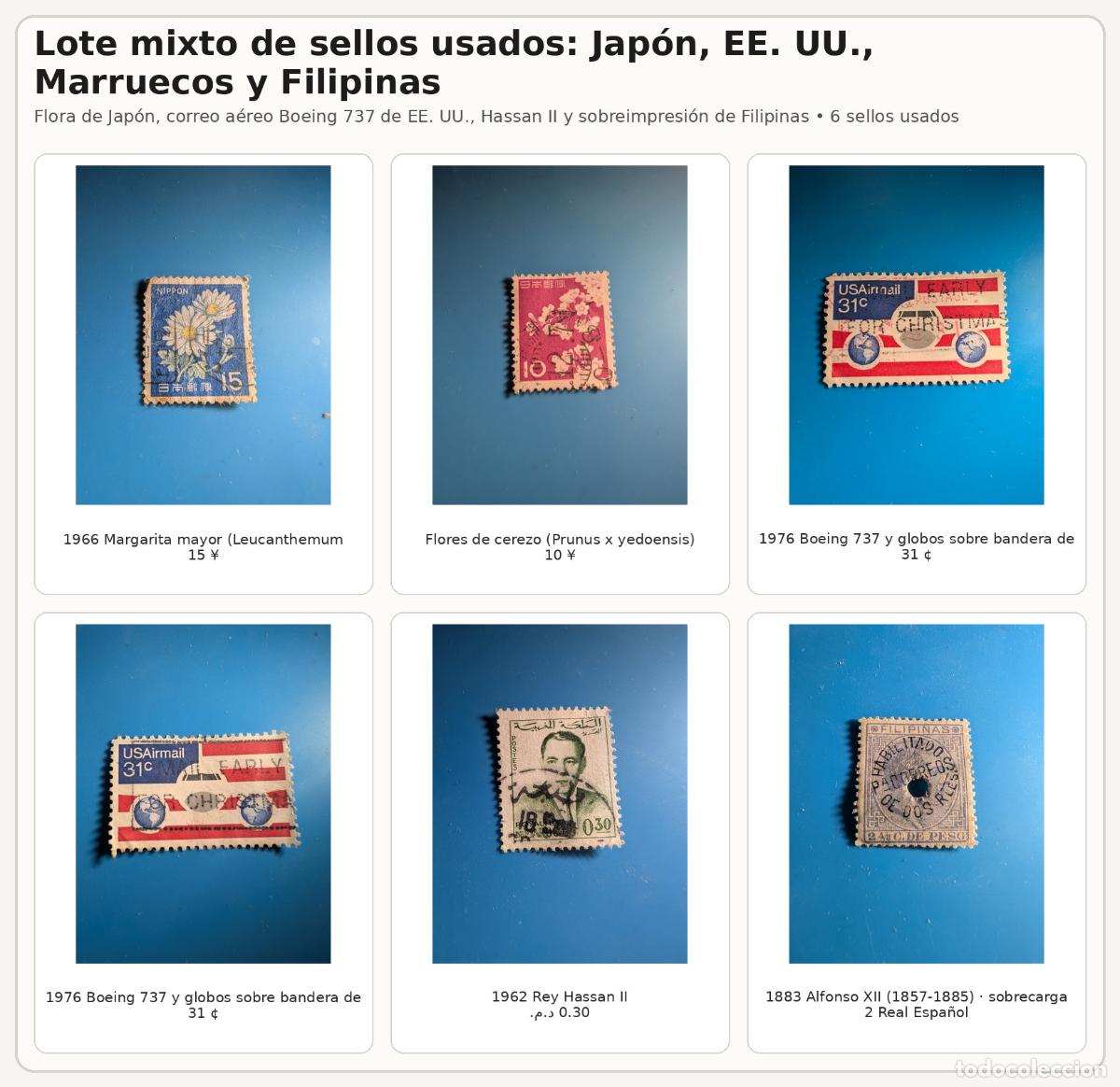 Timbres: Lote mixto sellos usados mundo 1883-1976 | 6 uds