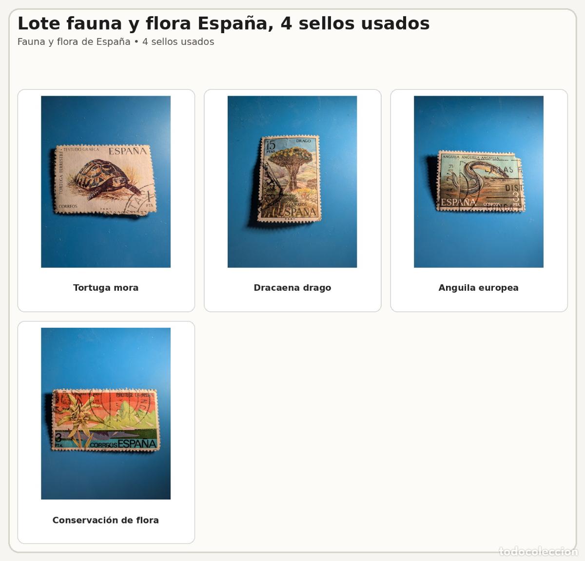 Briefmarken: Lote fauna y flora Espa&ntilde;a, 4 sellos usados