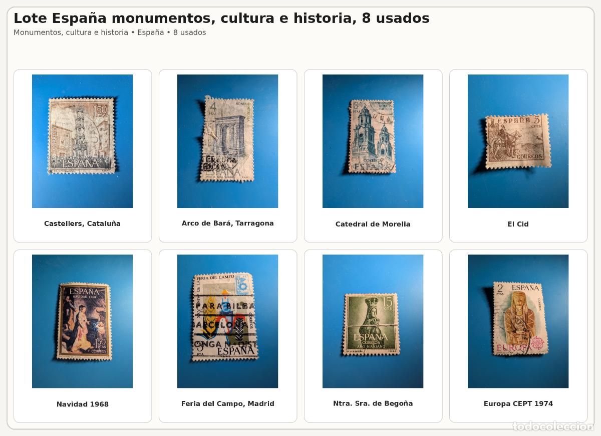 Briefmarken: Lote Espa&ntilde;a monumentos, cultura e historia, 8 usados