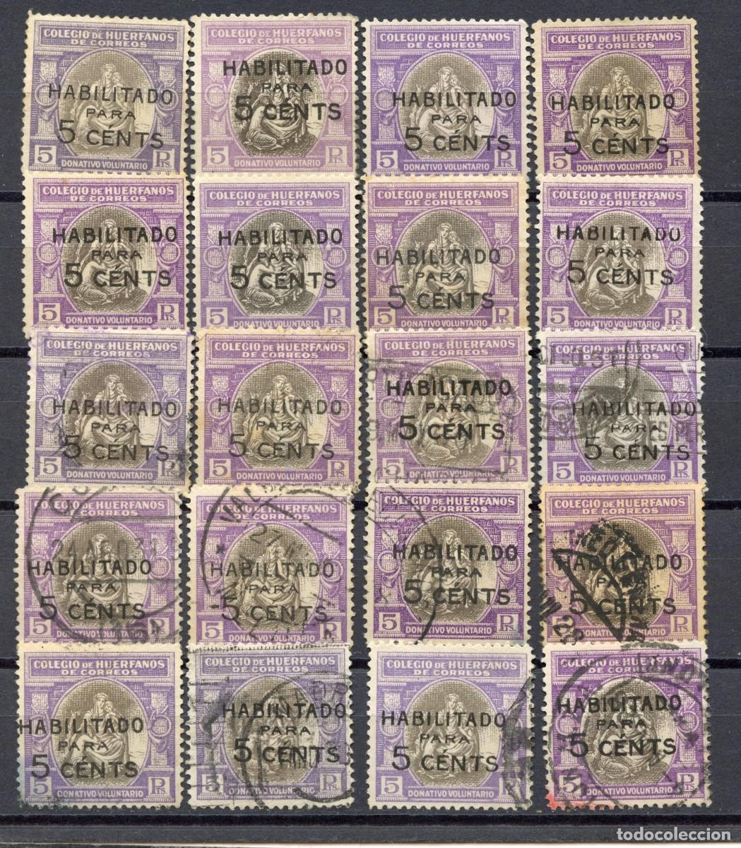 Sellos: ESPA&Ntilde;A. BENEFICENCIA. HU&Eacute;RFANOS DE CORREOS. EDIFIL N&ordm; B8. 20 SELLOS (12 USADOS Y 8 NUEVOS SIN GOMA)