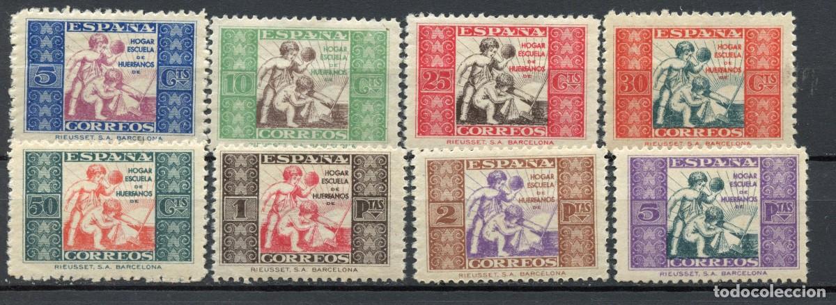 Sellos: ESPA&Ntilde;A. BENEFICENCIA. HU&Eacute;RFANOS DE CORREOS. EDIFIL N&ordm; 1/8** EL N&ordm; 8 CON SE&Ntilde;AL DE FIJASELLOS