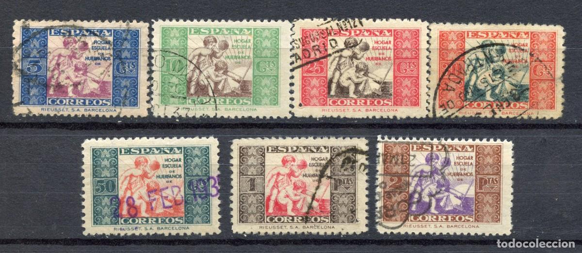 Sellos: ESPA&Ntilde;A. BENEFICENCIA. HU&Eacute;RFANOS DE CORREOS. EDIFIL N&ordm; 1/7 USADOS POR CORREO