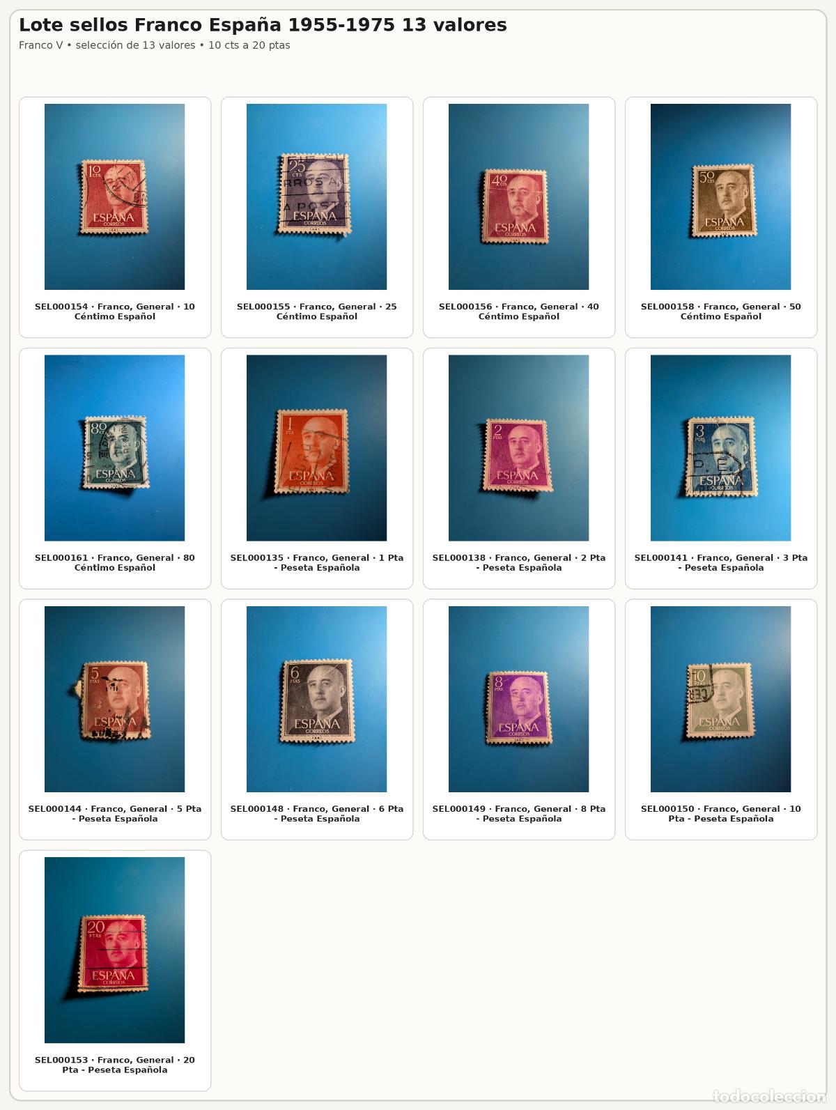 Sellos: Lote sellos Franco Espa&ntilde;a 1955-1975 13 valores