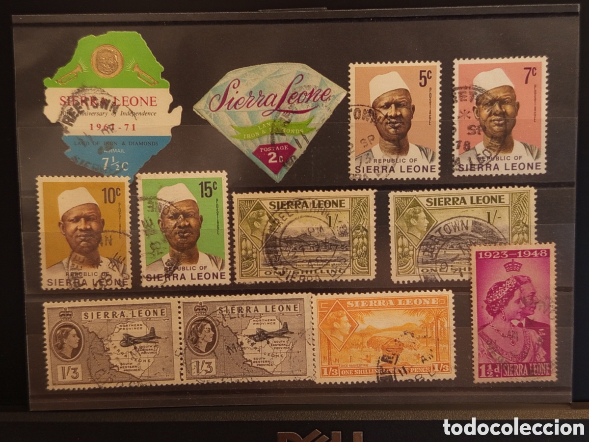 Sellos: Tarjeta con 12 Sellos Antiguos de Sierra Leona, &Eacute;poca de 1948 a 1971
