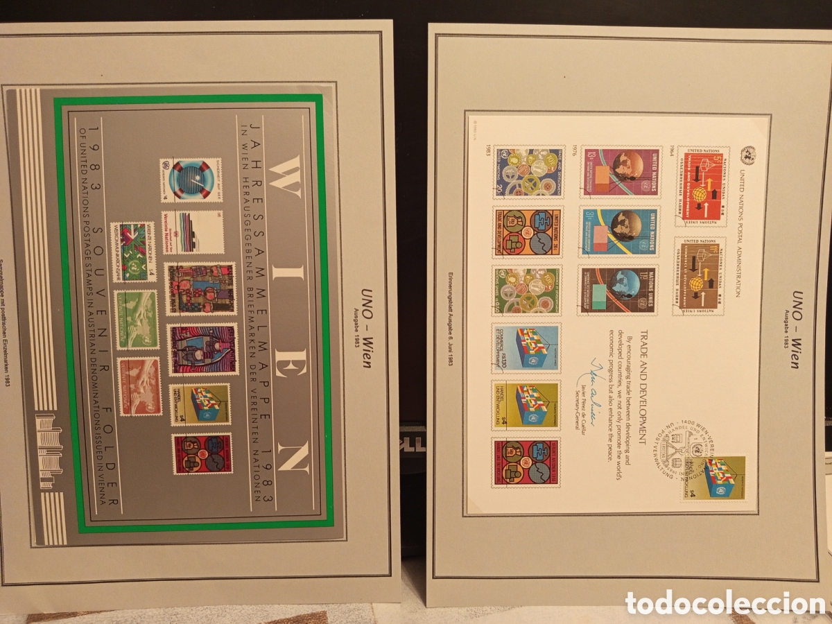 Sellos: Filatelia ONU Viena 1983: Carpeta Anual y Hoja Souvenir