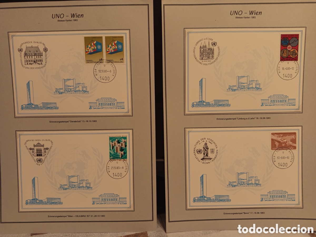 Sellos: Colecci&oacute;n Tarjetas Filat&eacute;licas ONU Viena 1983 (Weisse Karten)