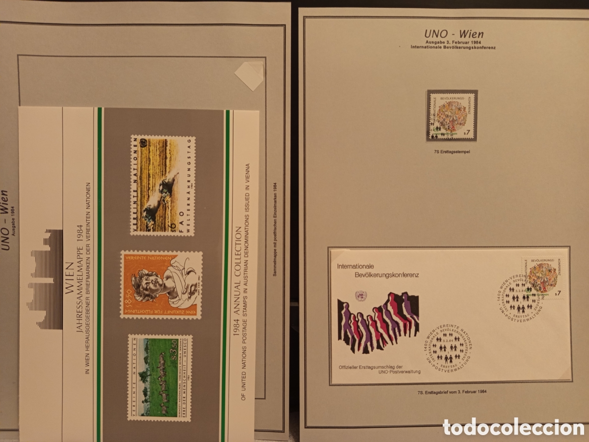 Sellos: Set Filat&eacute;lico Completo ONU Viena 1984 (Carpeta, Sellos y FDC)