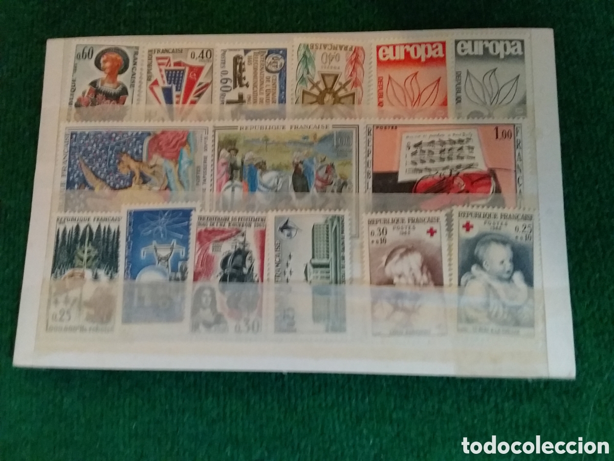 Sellos: FRANCIA A&Ntilde;O 1965 TRES FICHAS CON SELLOS MNH *VER FOTOS